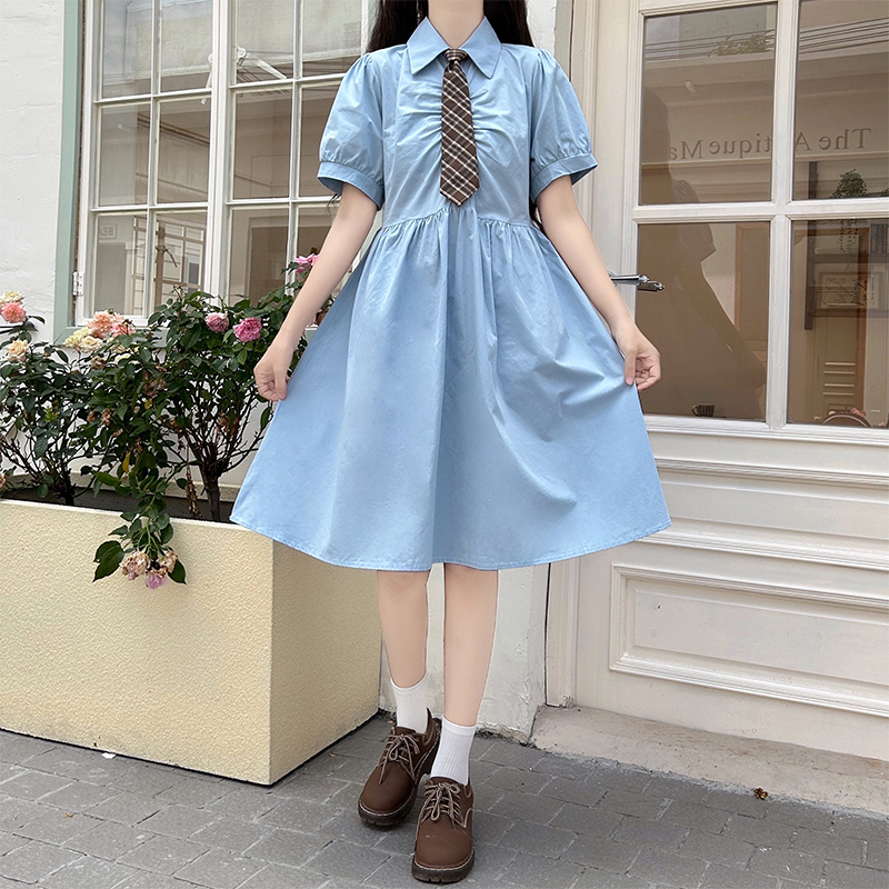 Preppy Polo Collar Dress for Petite Women Summer Loose Fit - Image 4