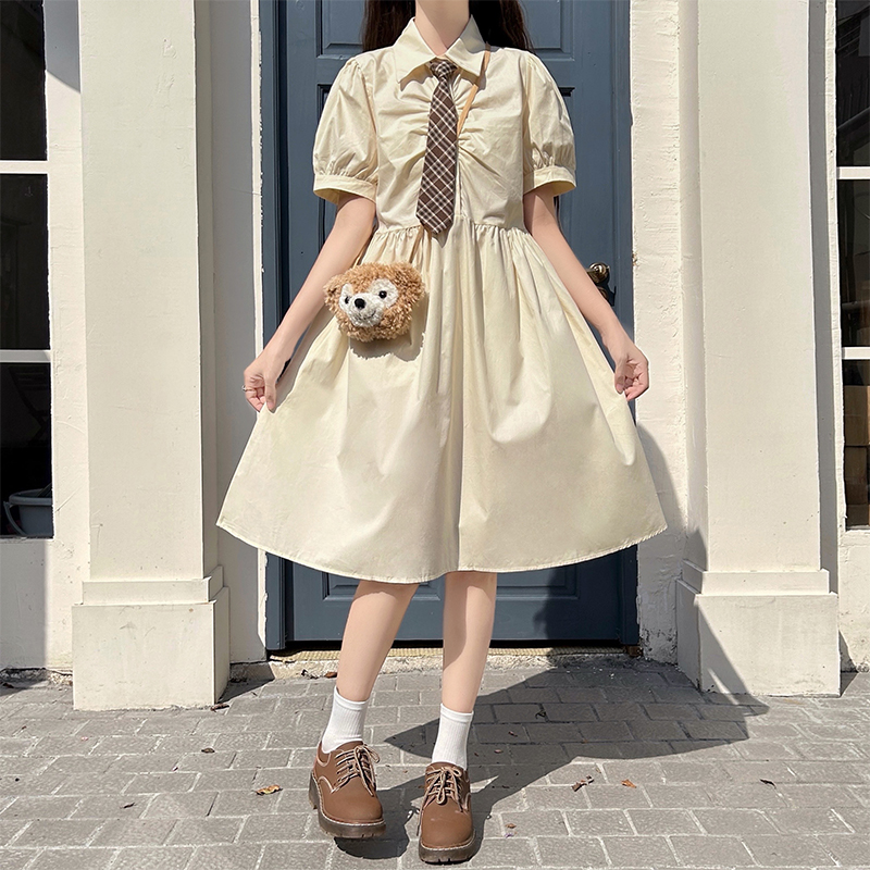 Preppy Polo Collar Dress for Petite Women Summer Loose Fit - Image 2