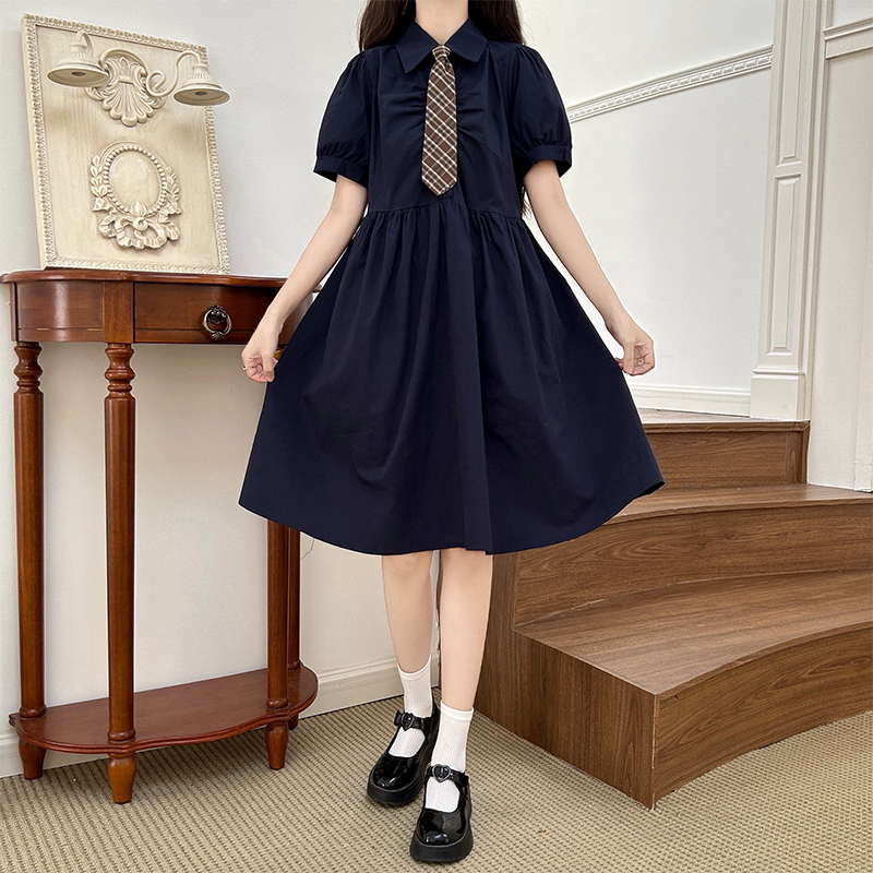 Preppy Polo Collar Dress for Petite Women Summer Loose Fit - Image 3
