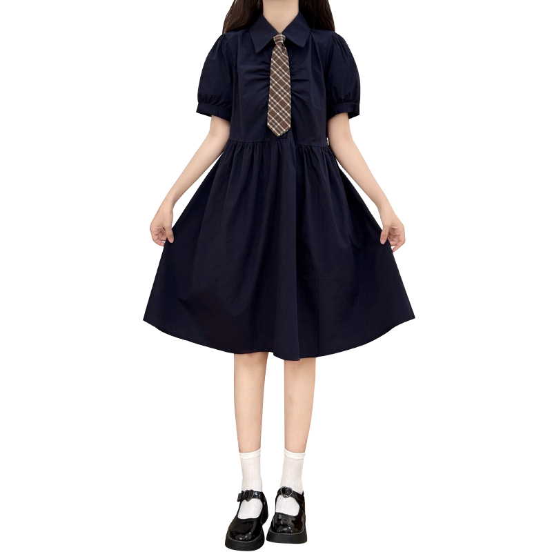 Preppy Polo Collar Dress for Petite Women Summer Loose Fit - Image 5