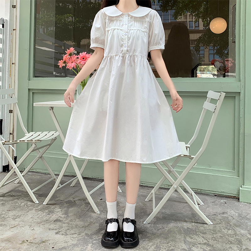 Doll Collar Dress Women Preppy Style New Japanese Fresh Mid Length Skirt - Image 2