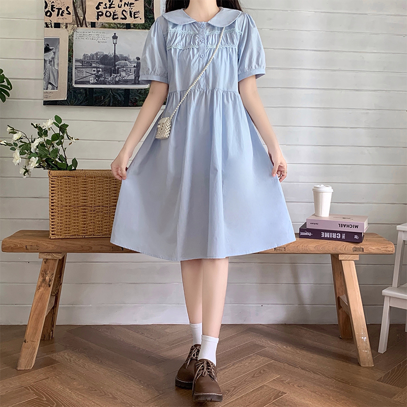 Doll Collar Dress Women Preppy Style New Japanese Fresh Mid Length Skirt - Image 4