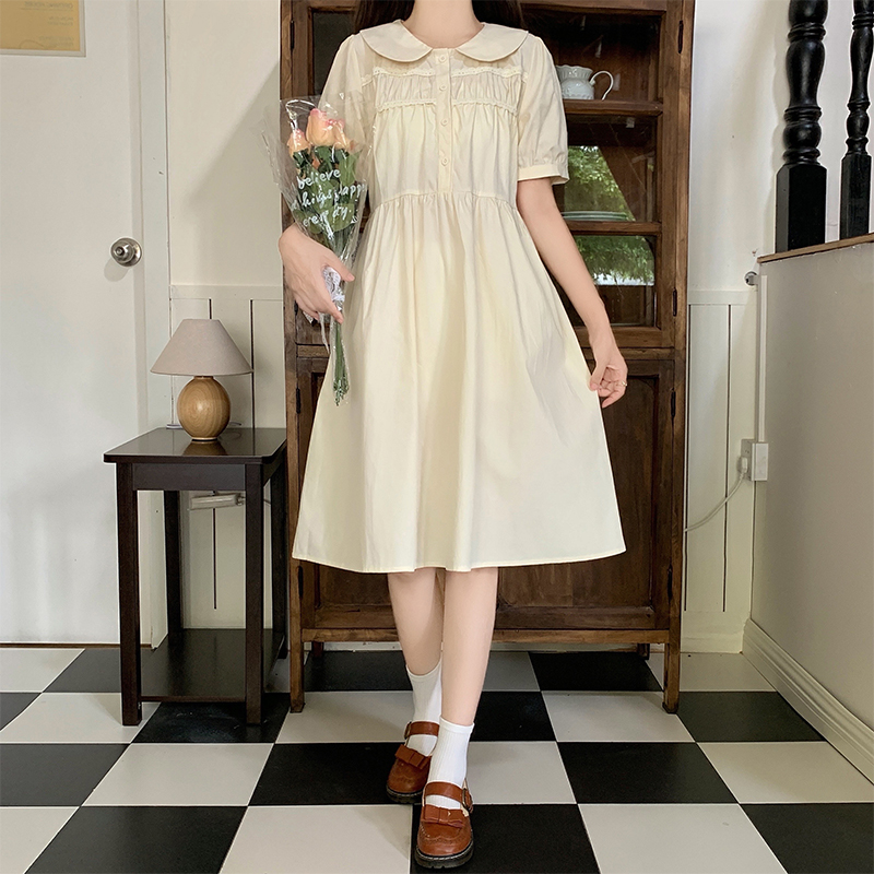 Doll Collar Dress Women Preppy Style New Japanese Fresh Mid Length Skirt - Image 3