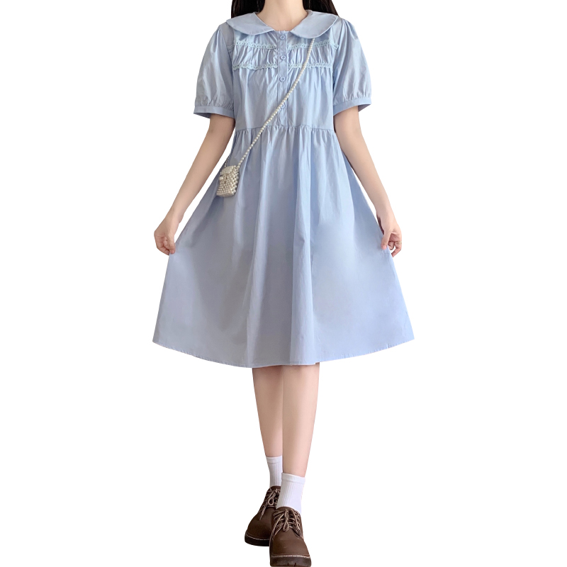 Doll Collar Dress Women Preppy Style New Japanese Fresh Mid Length Skirt - Image 5