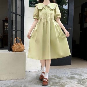 New Sweet Embroidered Puff Sleeve Doll Collar Dress