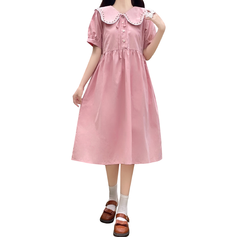 New Sweet Embroidered Puff Sleeve Doll Collar Dress - Image 5