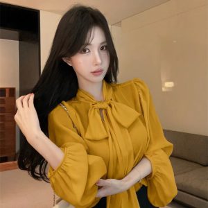 French Style Stand Collar Ribbon Chiffon Sun Protection Top