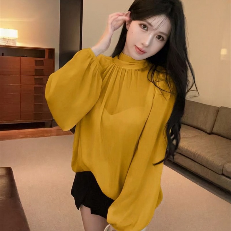 French Style Stand Collar Ribbon Chiffon Sun Protection Top - Image 5