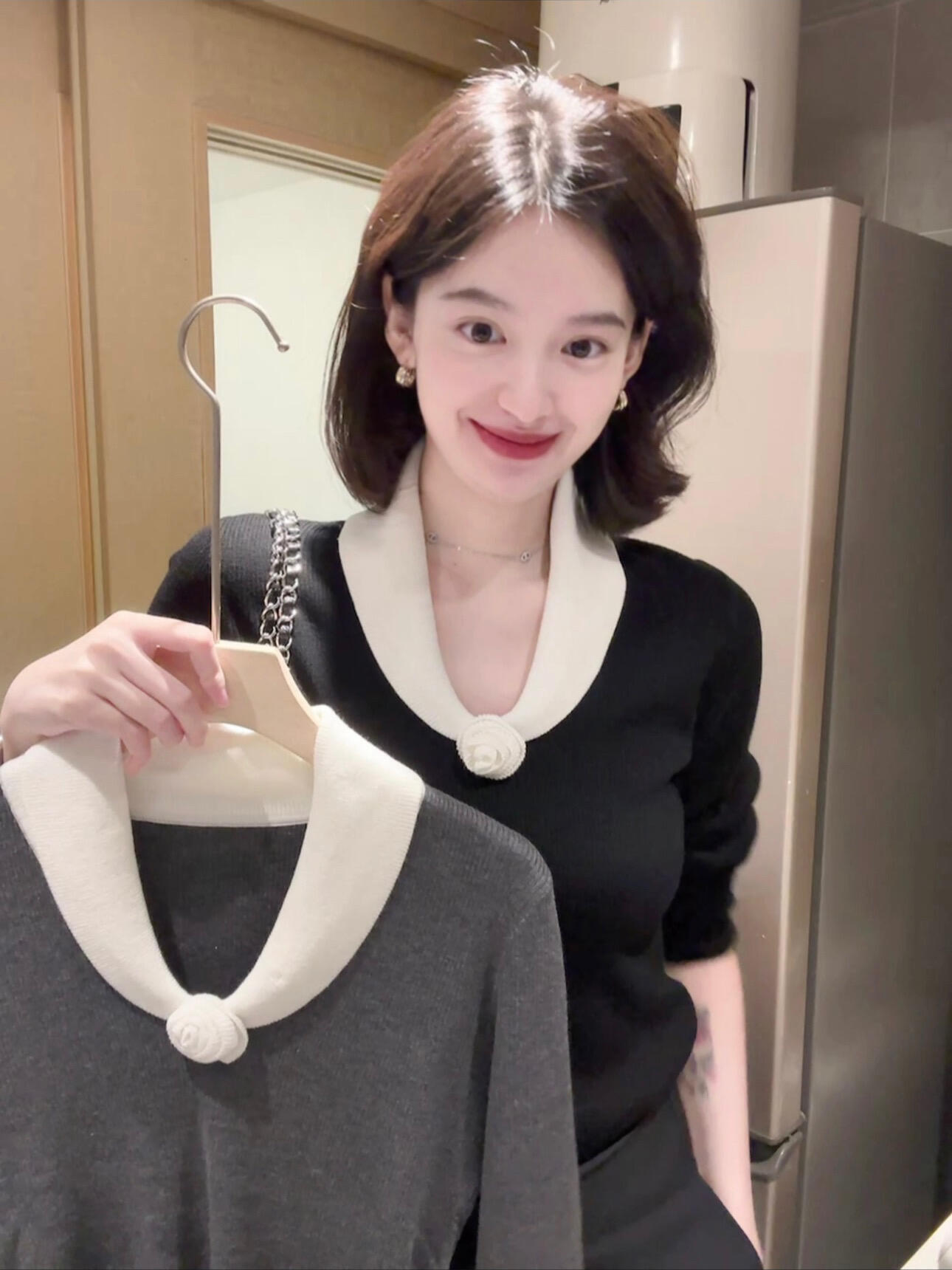 Women's Knit Sweater Long Sleeve Round Neck Slimming Fall Winter Top - Image 2