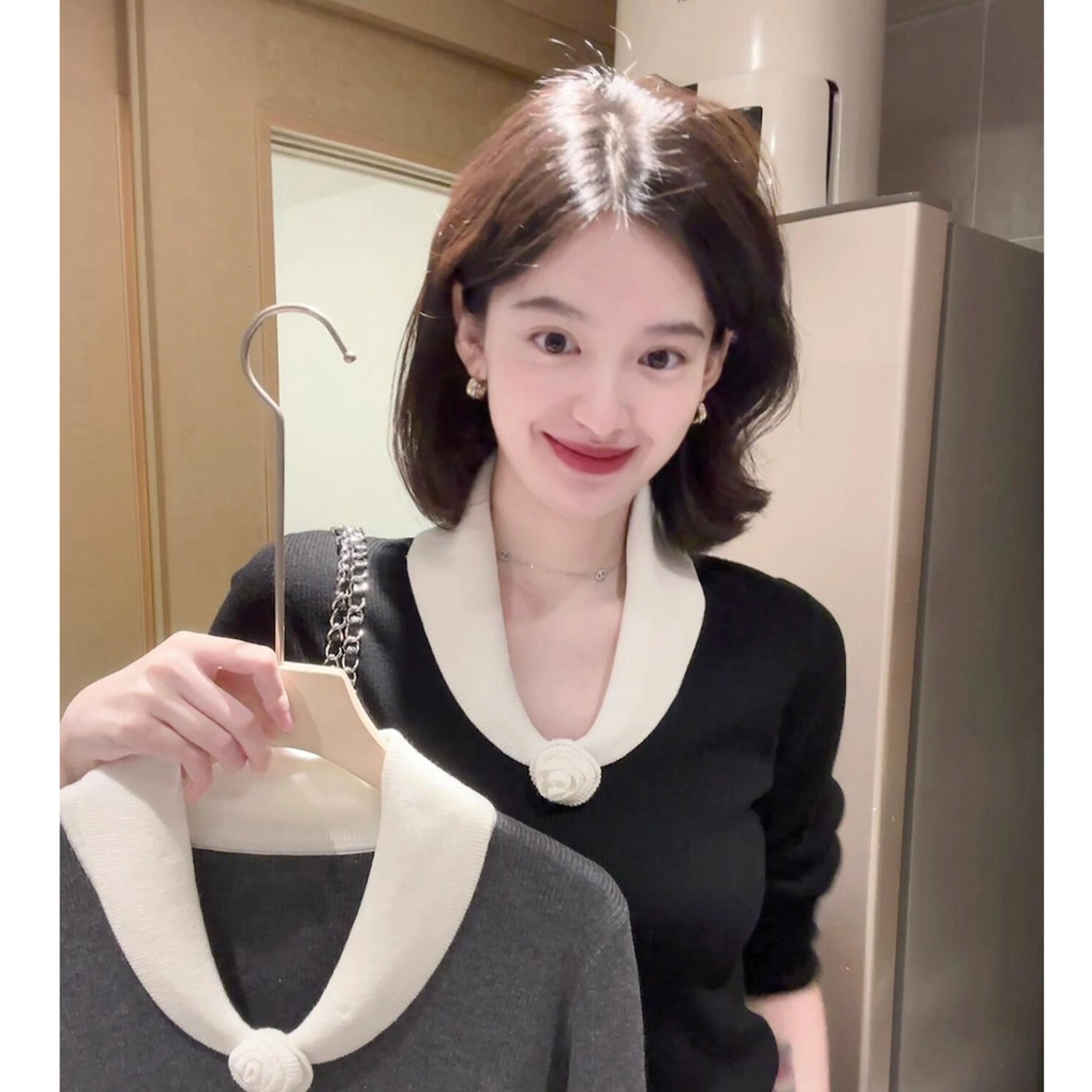 Women's Knit Sweater Long Sleeve Round Neck Slimming Fall Winter Top - Image 5