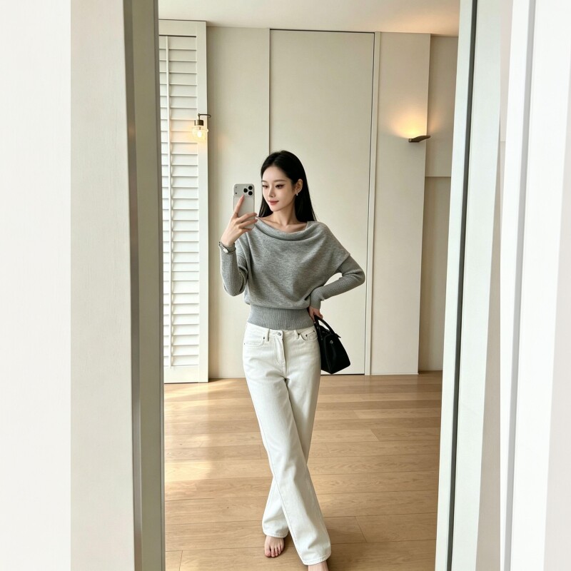 Women's Off-Shoulder One-Shoulder Draped Neck Multi-Way Knit Sweater - Style 70151e - Image 5