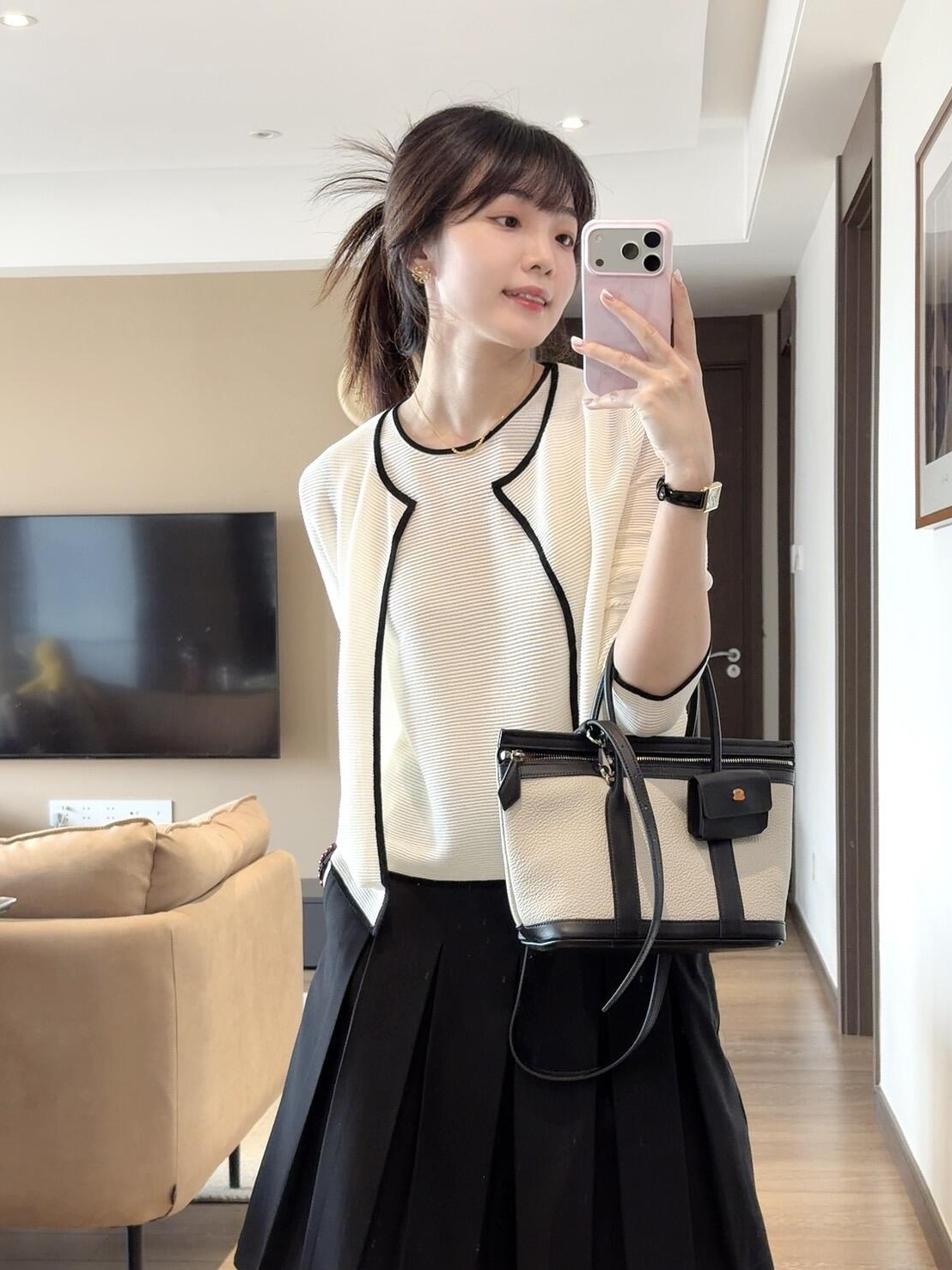 Women's Knit Two-Piece Set Long Sleeve Cardigan Top Vest Fall 2026 - Image 3